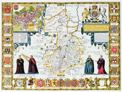 Cambridgeshire, inciso da Jodocus Hondius (1563-1612) da 